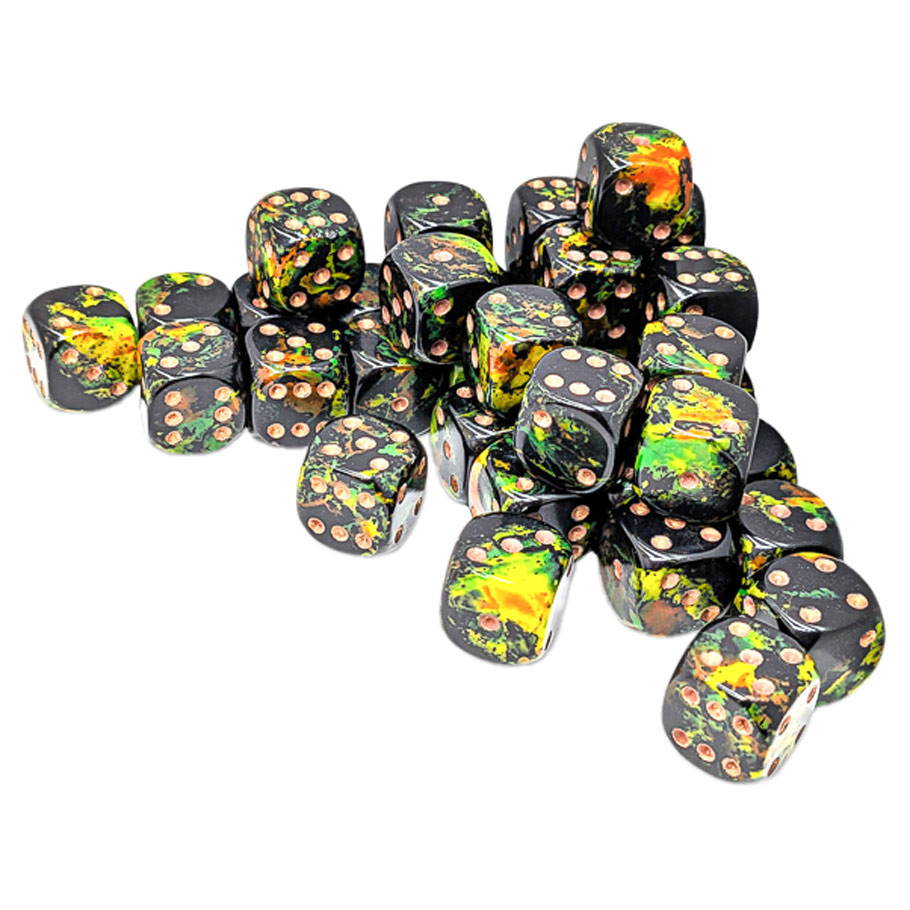 CHX24805 12 mm D6 Cube Brush Deep Forest Dice - Pack of 36