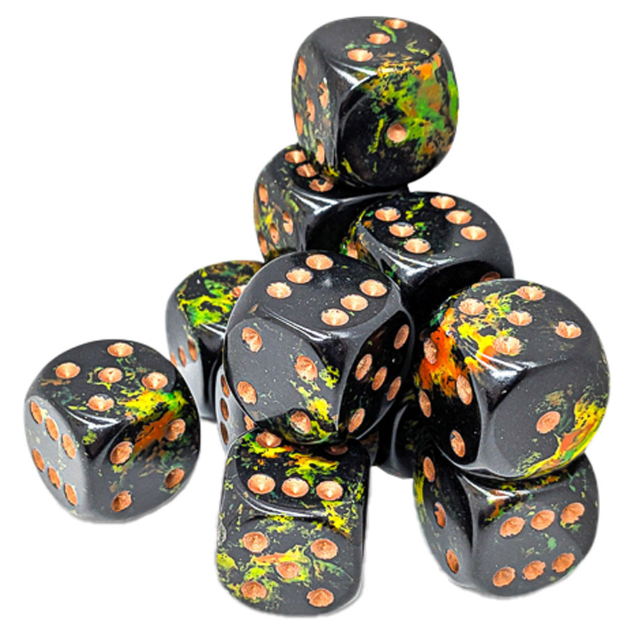 CHX24605 16 mm D6 Cube Brush Deep Forest Dice - Pack of 12