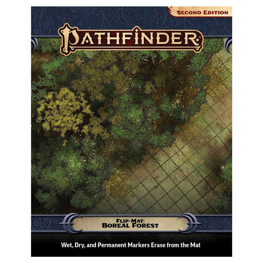 PZO11034-FM Pathfinder 2E Boreal Forest Role Play Games Flip Mat