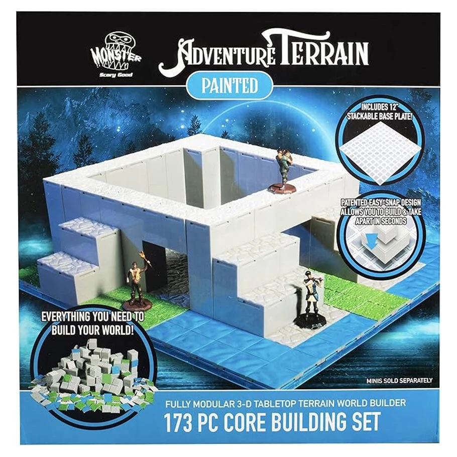 MONRMATSCORP547 Monster Adventure Terrain - Painted Core Building Set & Baseplate - 173 Piece