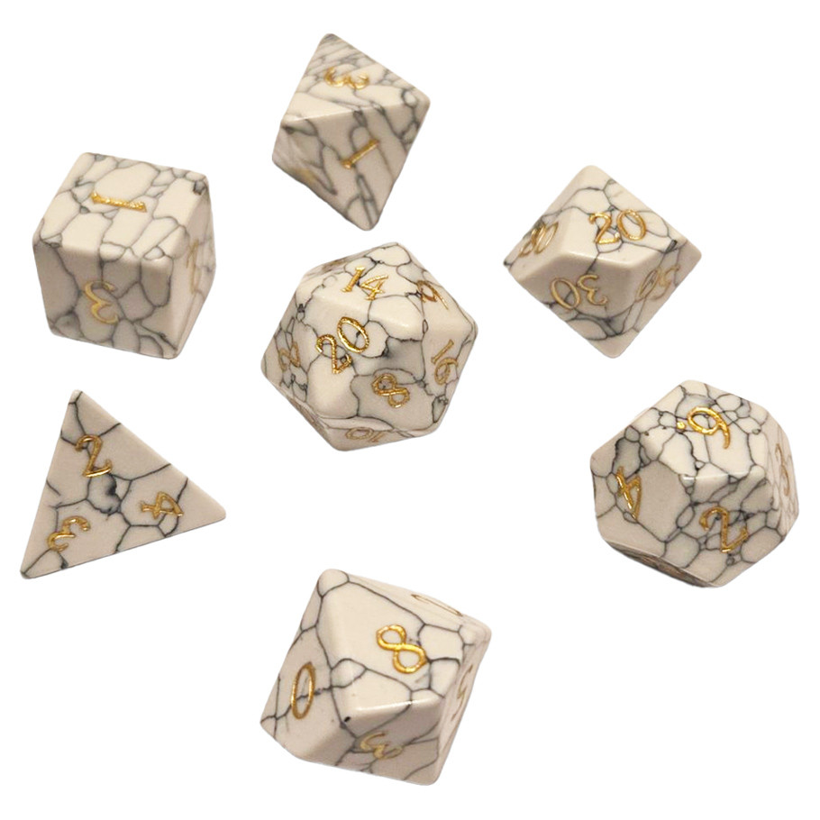 CHR60088 Gemstone Howlite Dice - Set of 7