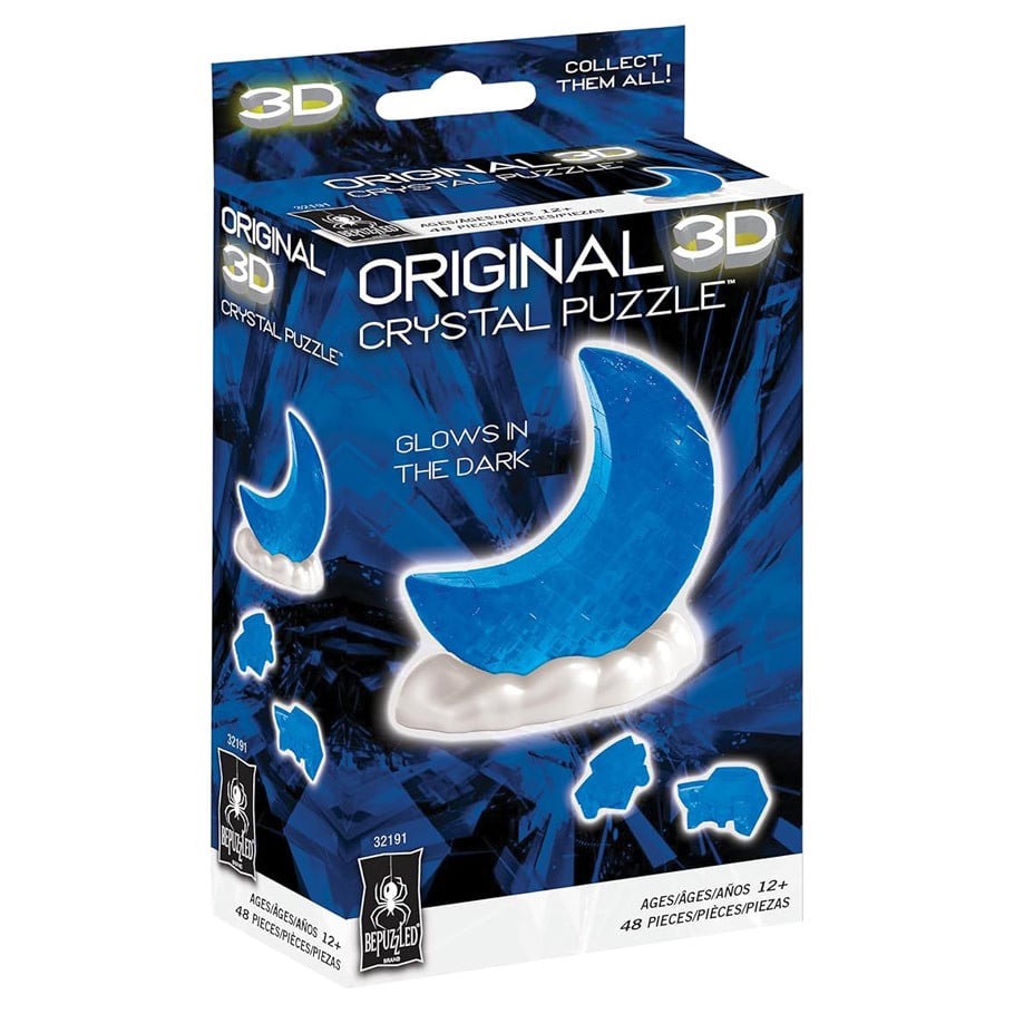 University Games UNV32191 3D Crystal Glowing Moon Blue Puzzle