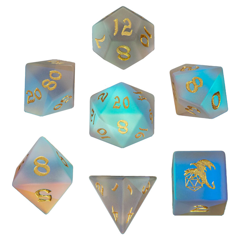 HYOBRB012 Dragons Hoard Gem Stone Frosted Prismatic Crystal Dice - Set of 7