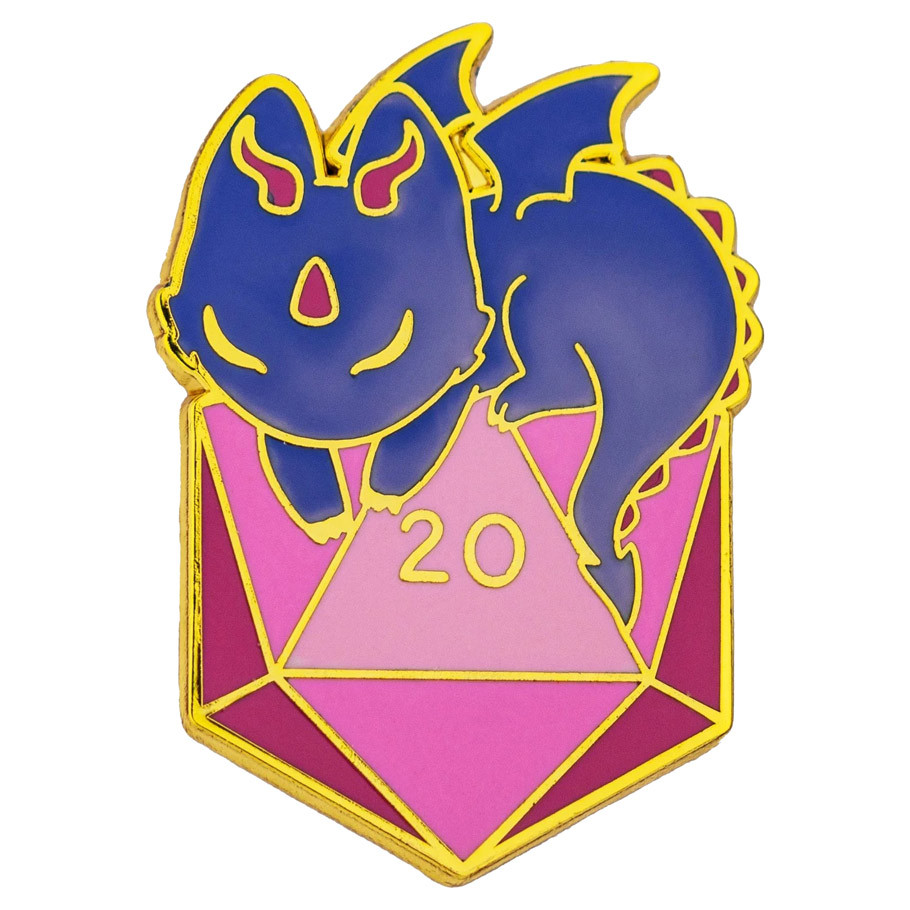 HYOPN028 Dragon with D20 Enamel Pin