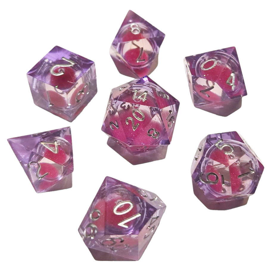 CHR60057 Sparkle Liquid Core Magenta Dice - Set of 7