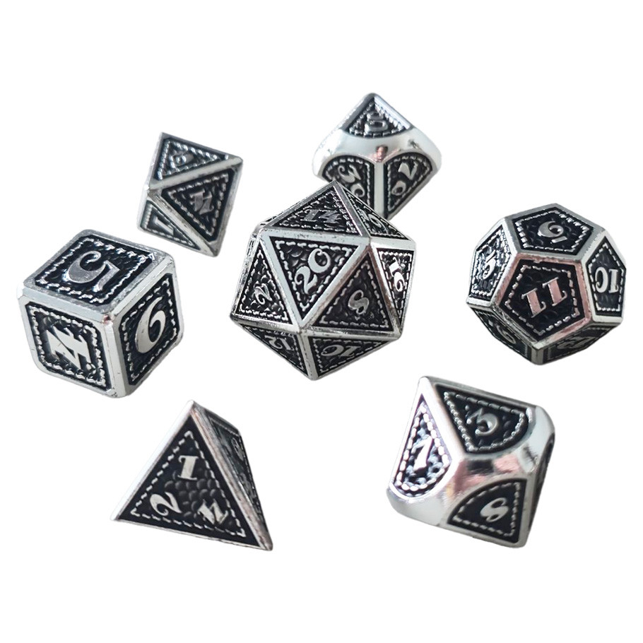 CHR60148 Scalemail Metal Black Dice - Set of 7