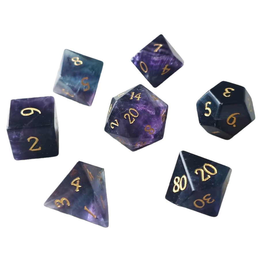 CHR60074 Gemstone Amethyst Dice - Set of 7
