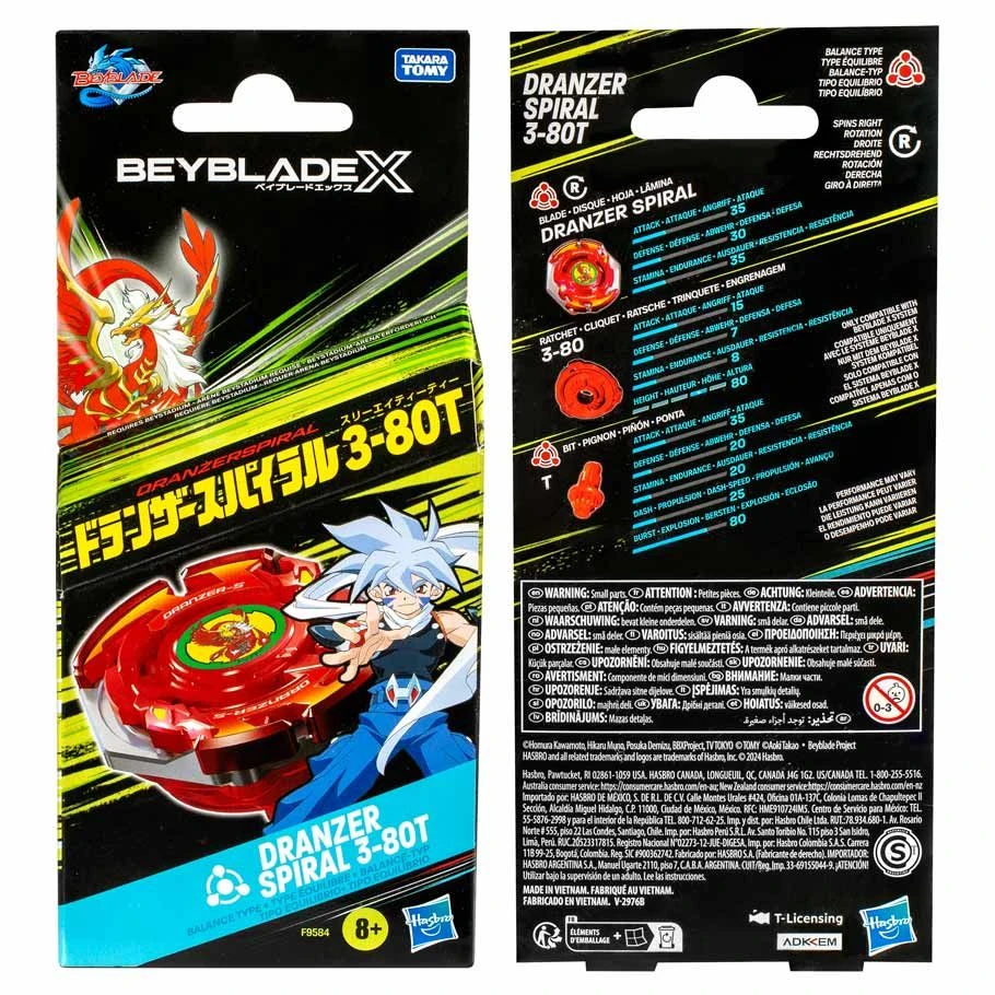 HSBF9584 Beyblade X-Dranzer Spiral 3-80T Toys - 8 Piece