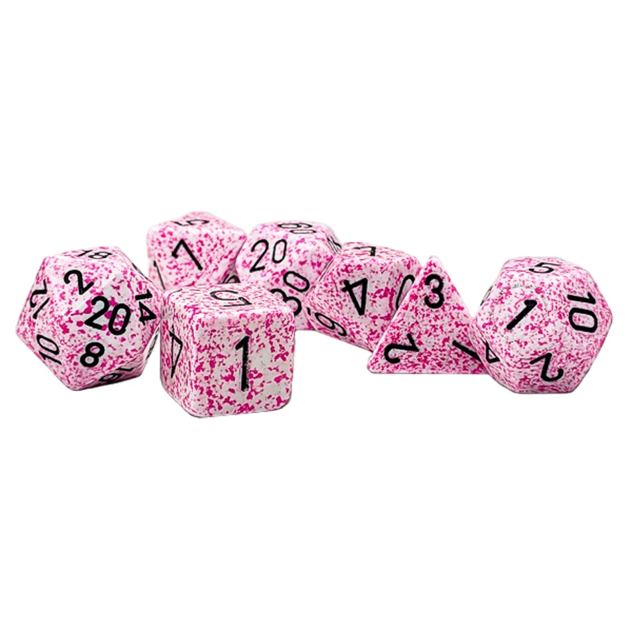 CHX25354 Speckled Dice Game, Pink - Set of 7
