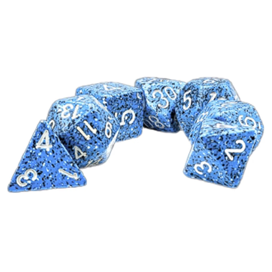 CHX25376 Speckled Ocean Stone Dice Game - Set of 7