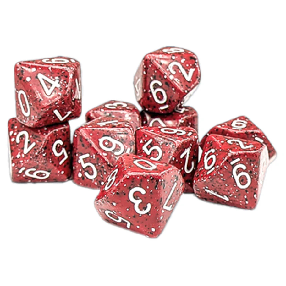 CHX25174 D10 Clamshell Speckled Lava Stone Dice Game - Set of 10