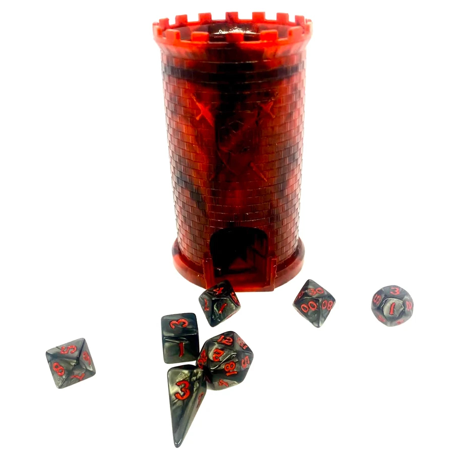 HYO0606 Pocket Citadel Mini Dice Tower, Red with Black