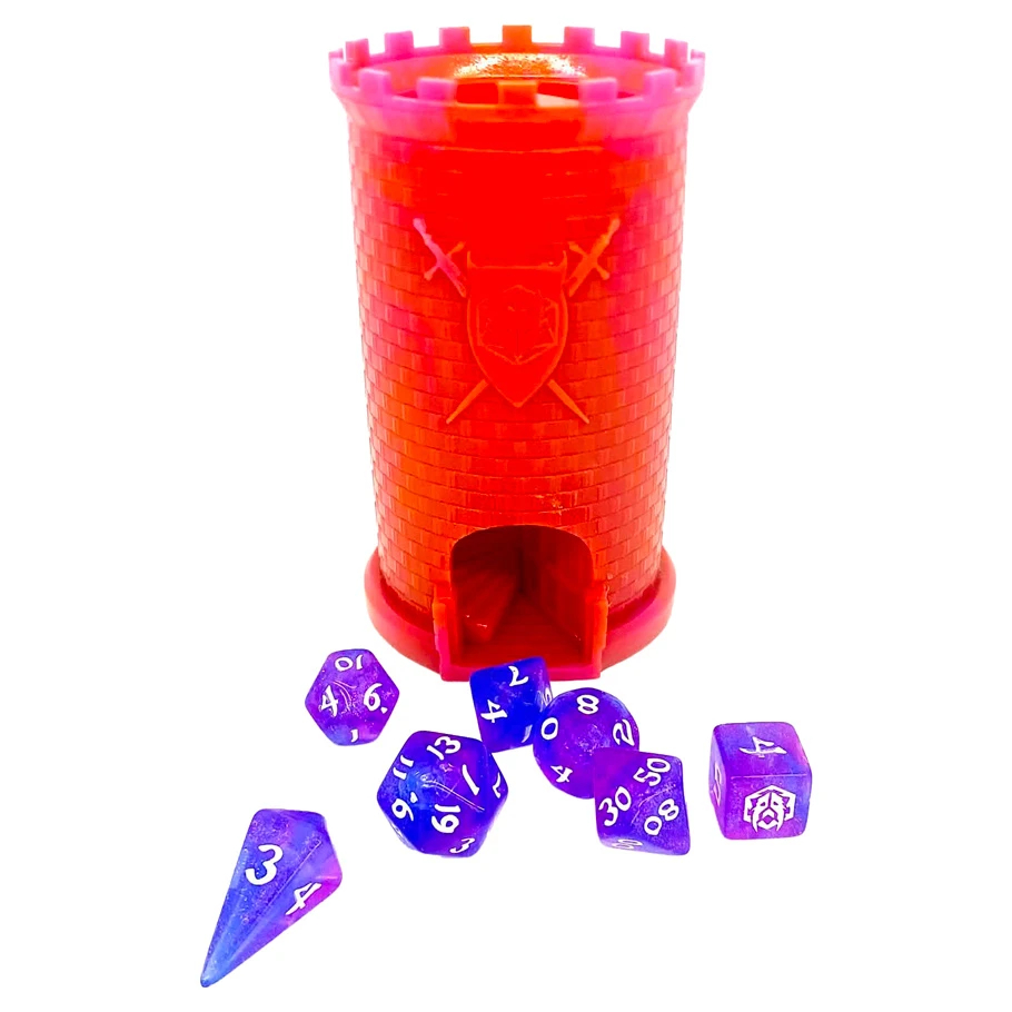 HYO0608 Pocket Citadel Mini Dice Tower, Purple with Red