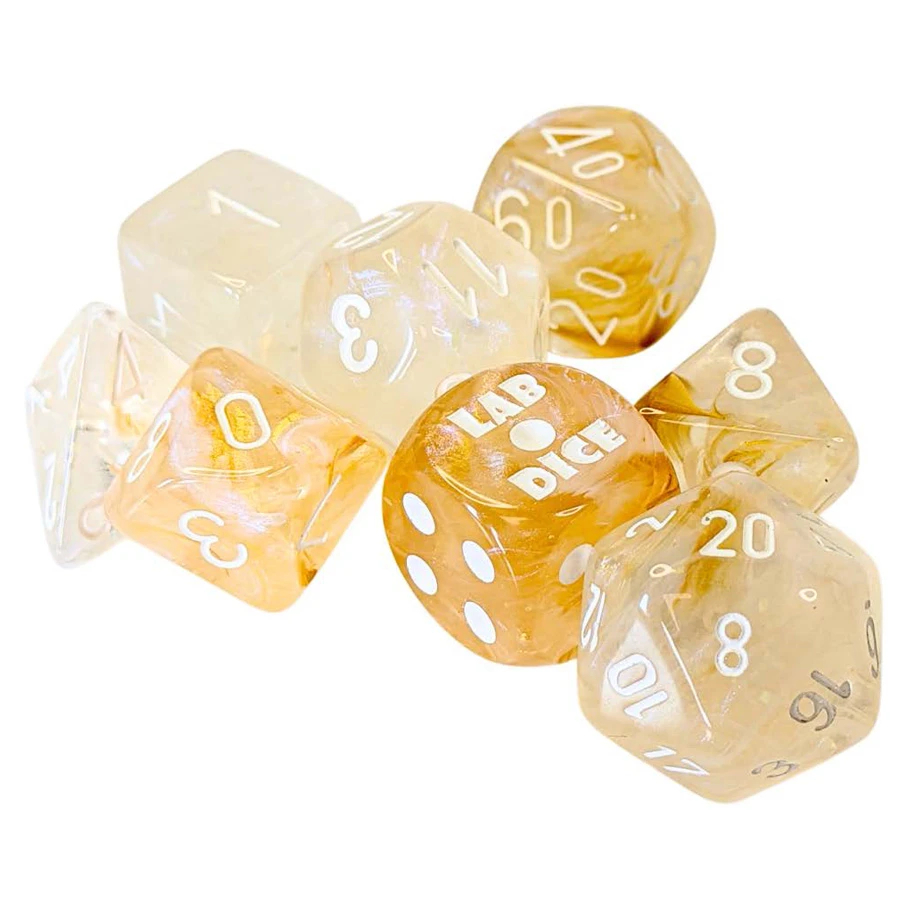 Manufacturing CHX30075 7-Set Lab - Borealis Champagne Dice, White