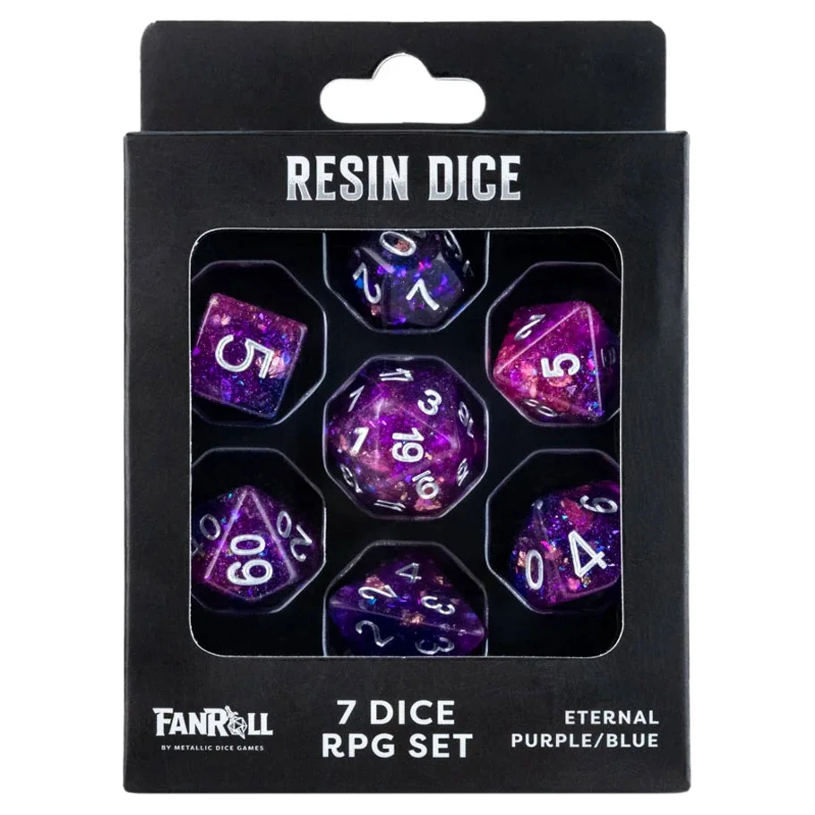 LIC1633 7-Set - Resin Eternal Dice, Purple & Blue