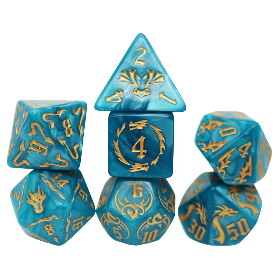 FBG2647 7-Set Drakes Flight - Cobalt Dice