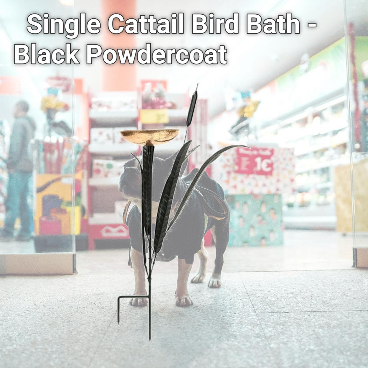 Picture of Achla CTBB-02 Single Cattail Bird Bath - Black Powdercoat