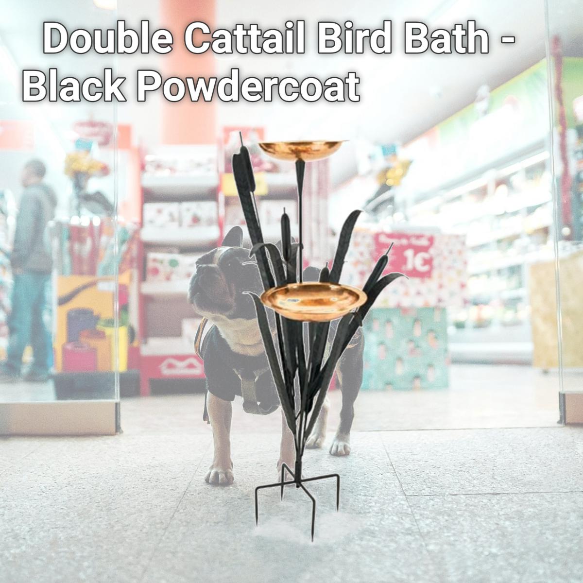 Picture of Achla CTBB-01 Double Cattail Bird Bath - Black Powdercoat