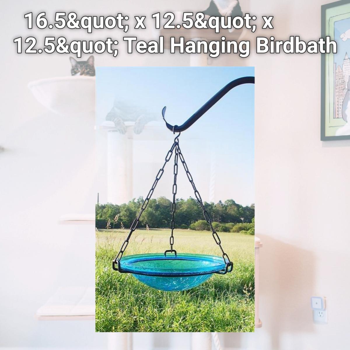 Picture of Achla BBH-02T 16.5&quot; x 12.5&quot; x 12.5&quot; Teal Hanging Birdbath