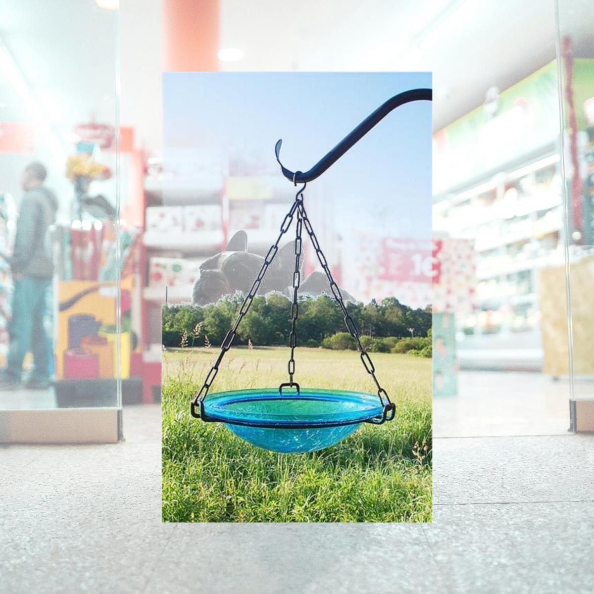 Picture of Achla BBH-02T 16.5&quot; x 12.5&quot; x 12.5&quot; Teal Hanging Birdbath