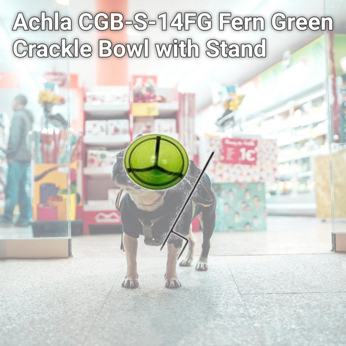 Picture of Achla CGB-S-14FG Fern Green Crackle Bowl with Stand