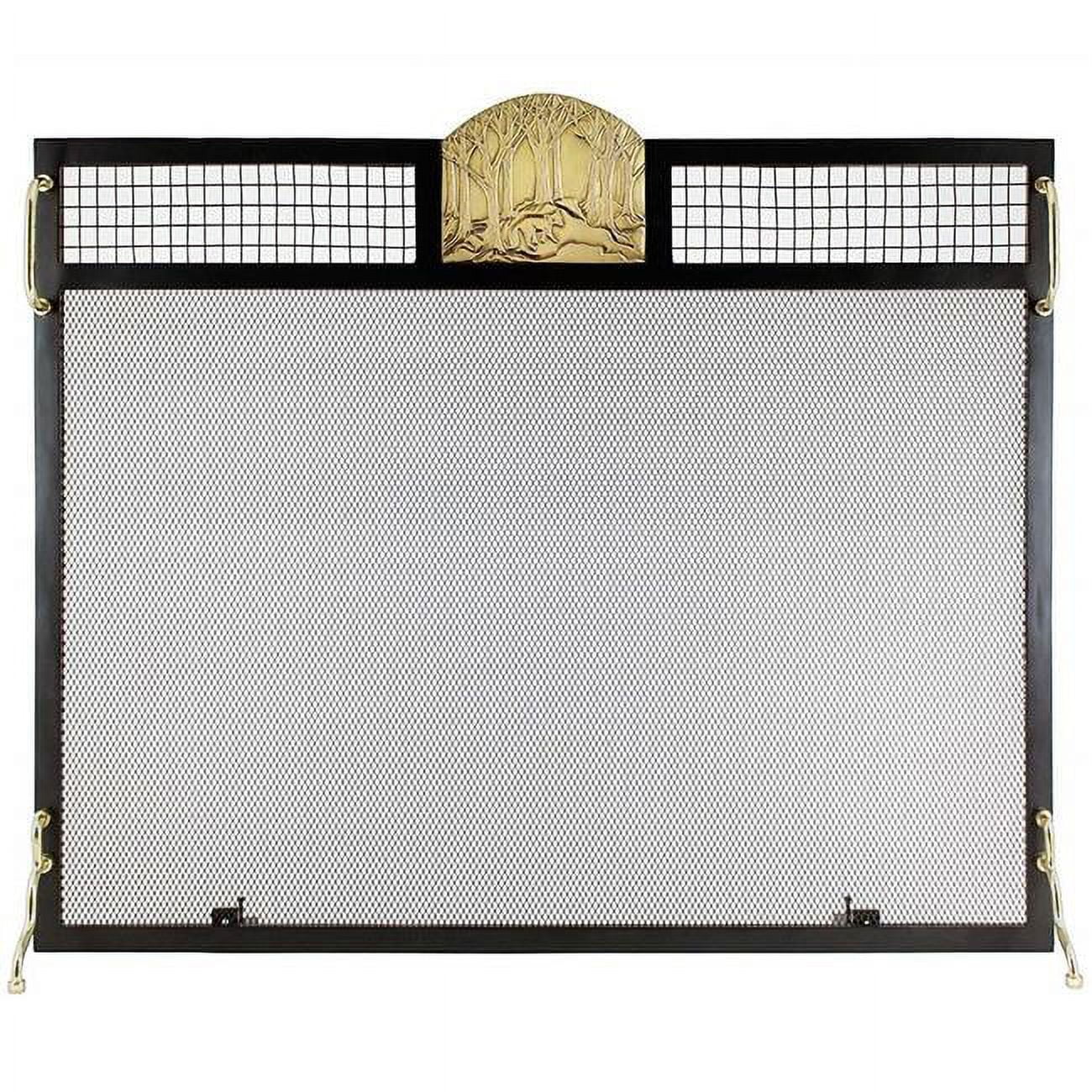 Picture of Minuteman SES-3830PF Forest Fox Emblem Fireplace Screen&#44; Polished Brass