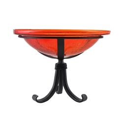 Picture of Achla CGB-09R-TR 12 in. Red Crackle Birdbath with Tripod Stand Bracket