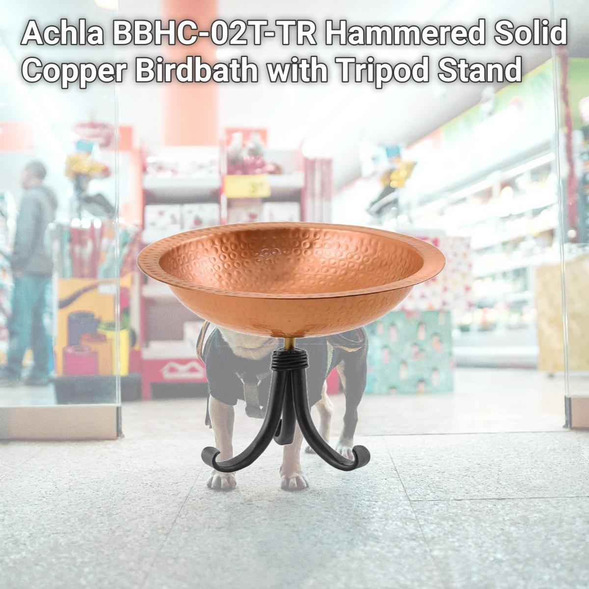 Picture of Achla BBHC-02T-TR Hammered Solid Copper Birdbath with Tripod Stand