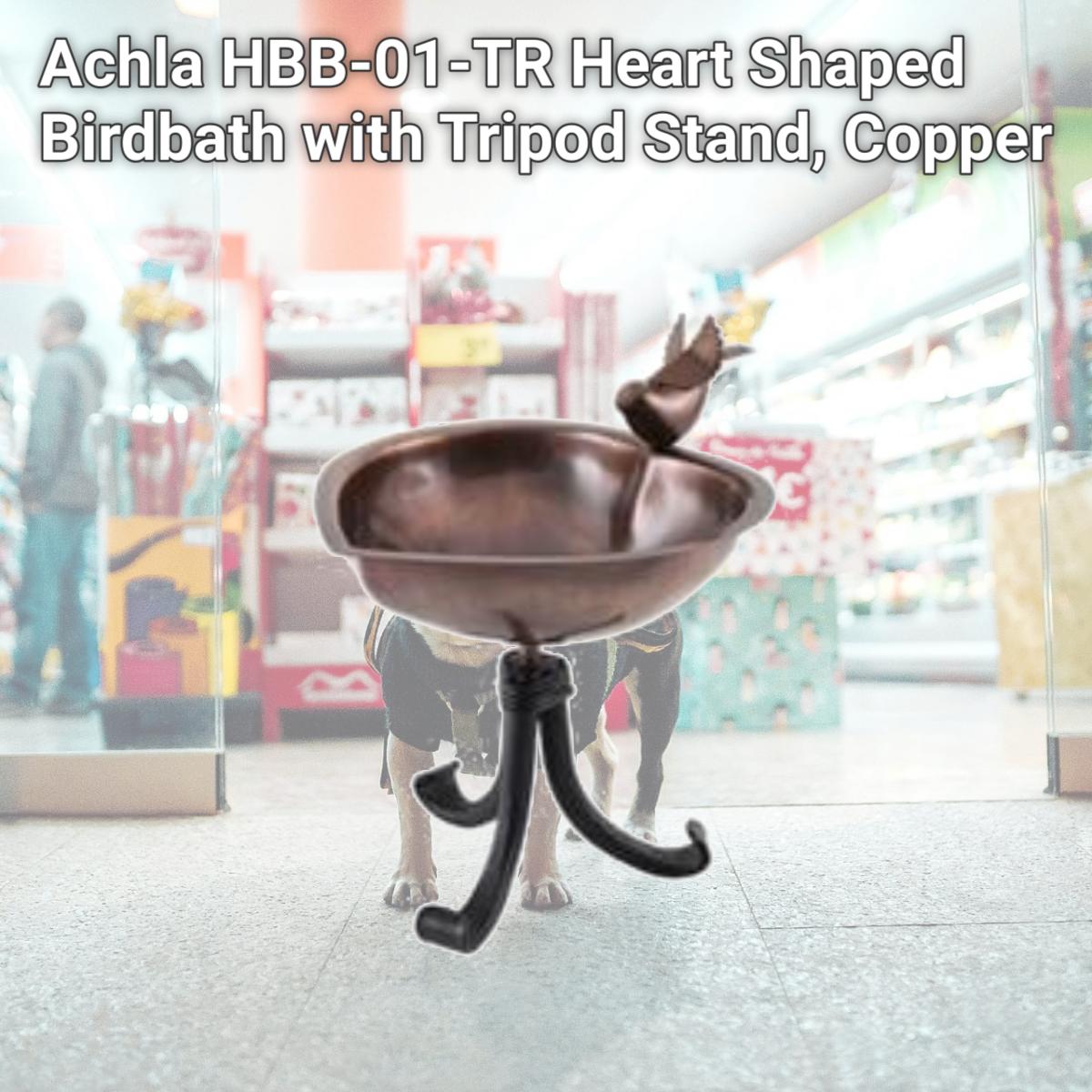 Picture of Achla HBB-01-TR Heart Shaped Birdbath with Tripod Stand, Copper