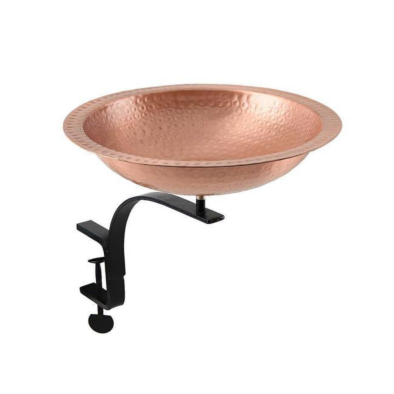Picture of Achla BBHC-02T-RM Hammered Solid Copper Birdbath with Rail Mount Bracket, Natural Patina