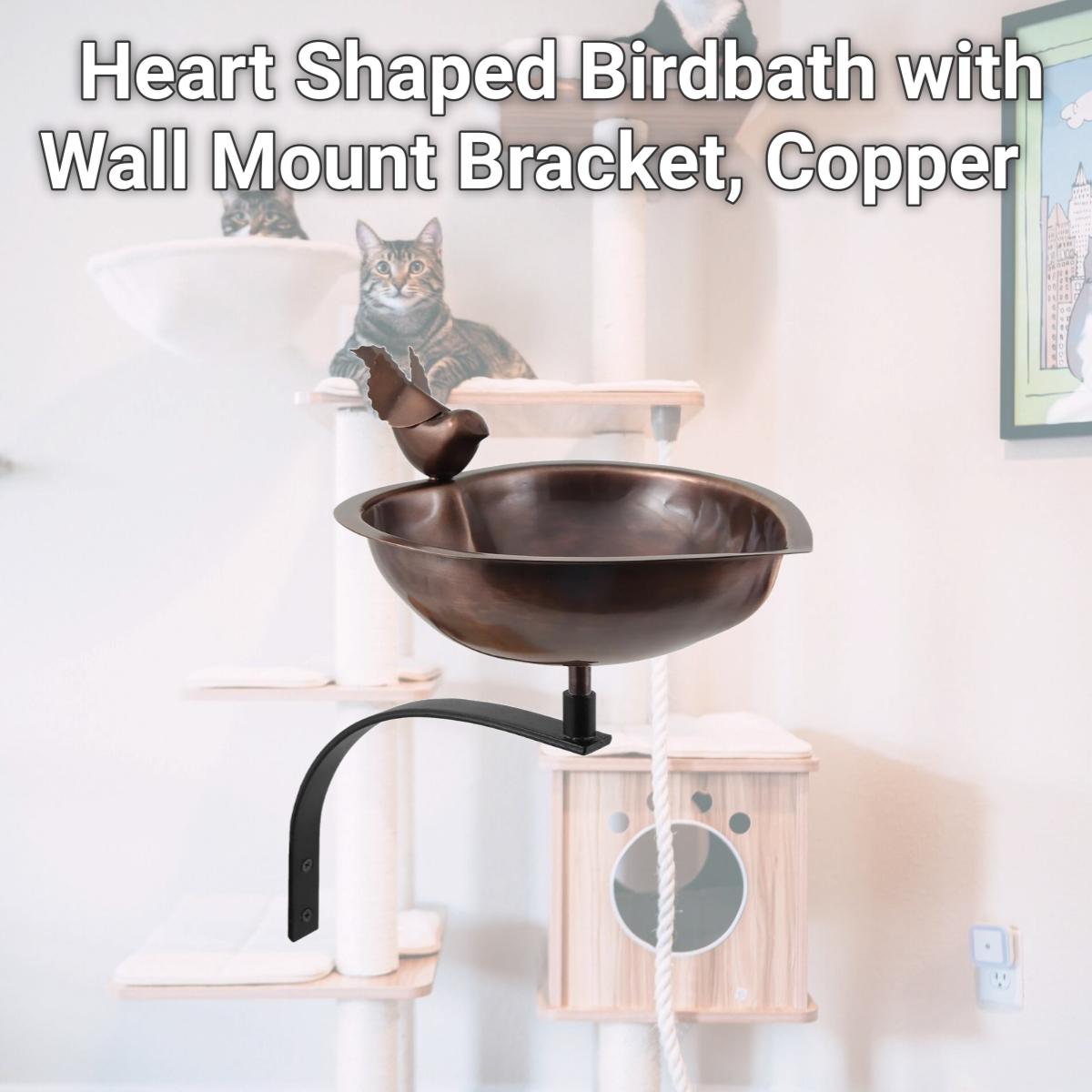 Picture of Achla HBB-01-WM Heart Shaped Birdbath with Wall Mount Bracket, Copper