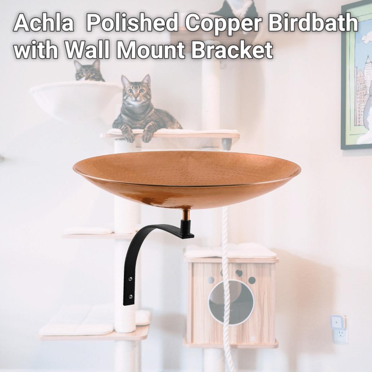 Picture of Achla PCB-01-WM Polished Copper Birdbath with Wall Mount Bracket