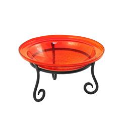 Picture of Achla CGB-09R-S1 12 in. Red Crackle Birdbath with Short Stand