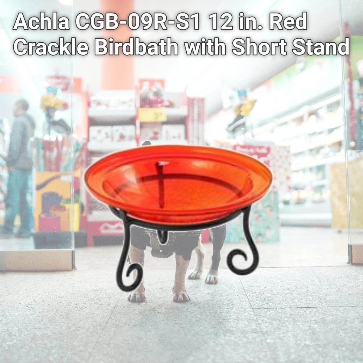 Picture of Achla CGB-09R-S1 12 in. Red Crackle Birdbath with Short Stand