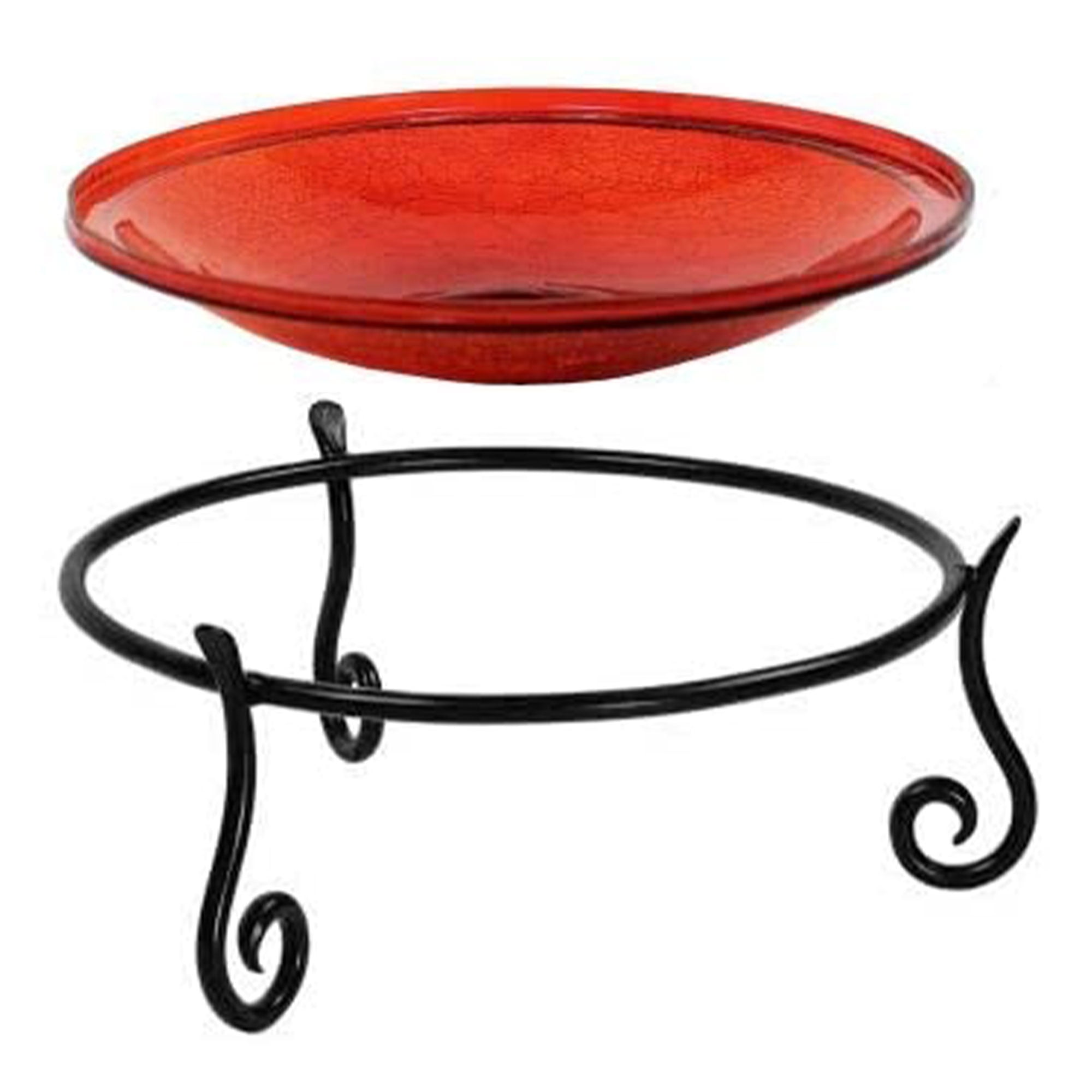 Picture of Achla CGB-14R-S2 14 in. Red Crackle Birdbath with Short Stand II