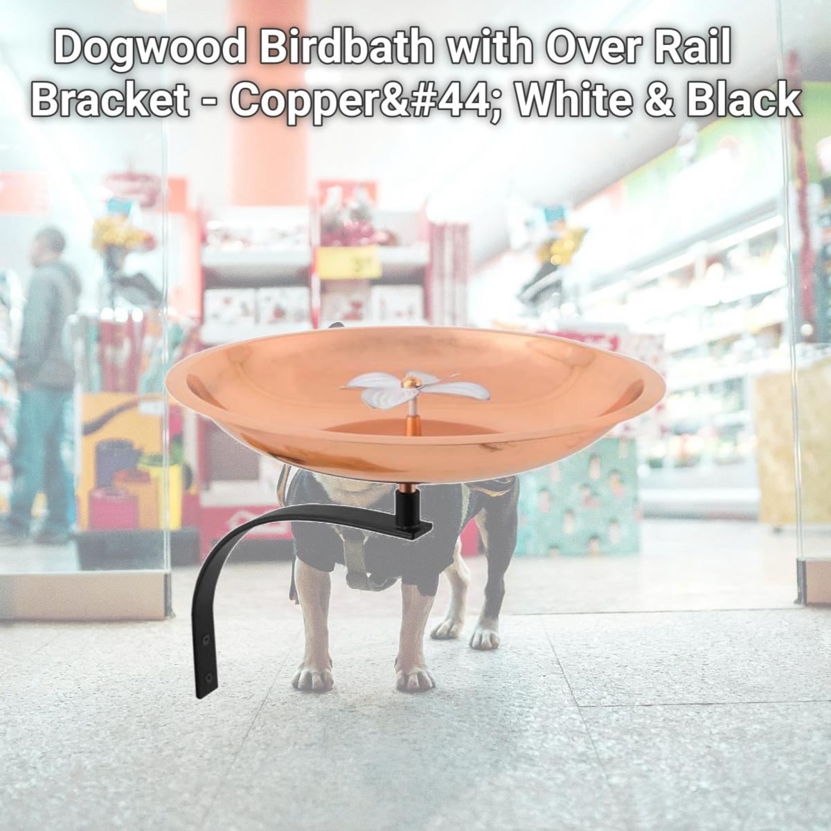 Picture of Achla BB-08-OR Dogwood Birdbath with Over Rail Bracket - Copper&#44; White & Black