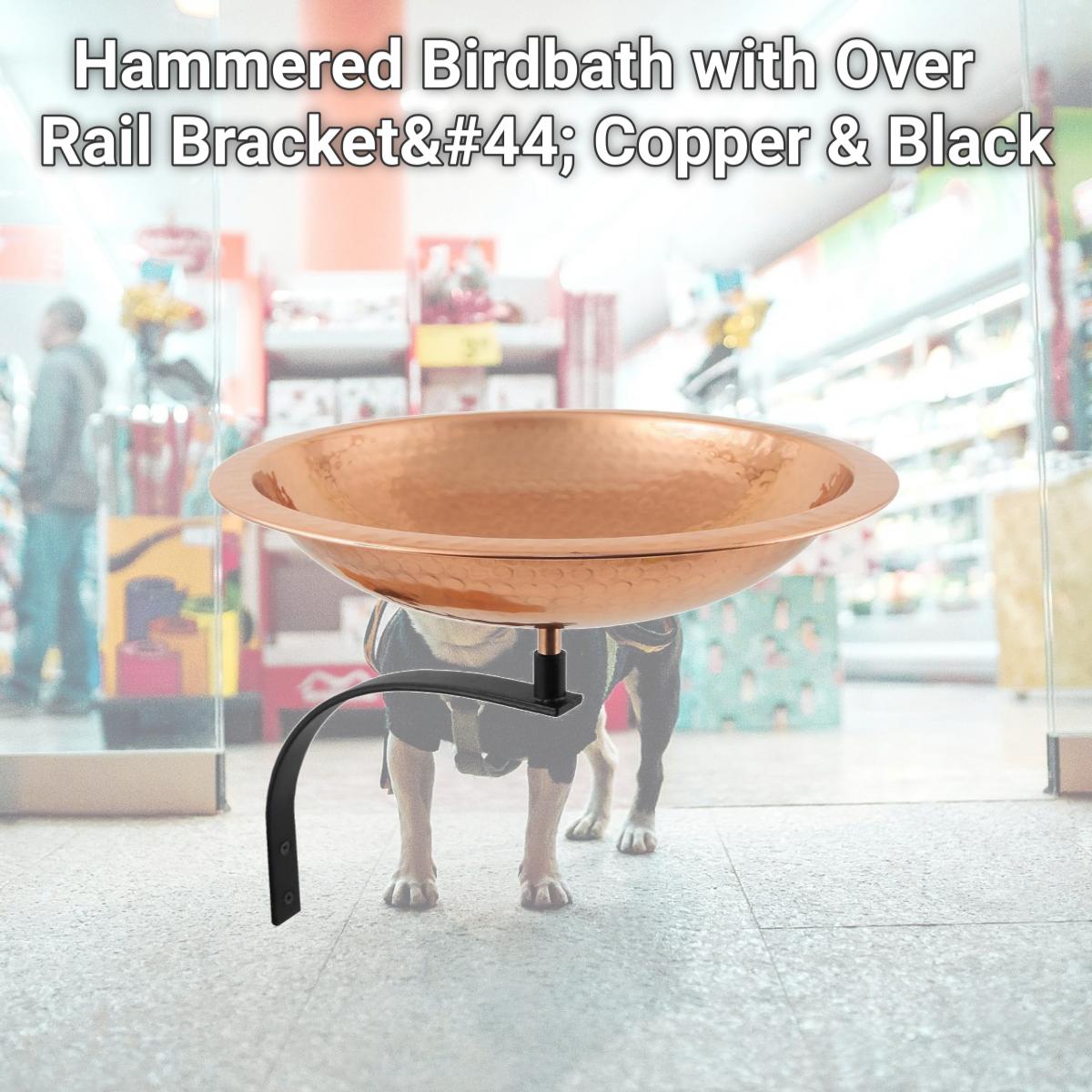 Picture of Achla BBHC-01T-OR Hammered Birdbath with Over Rail Bracket&#44; Copper & Black
