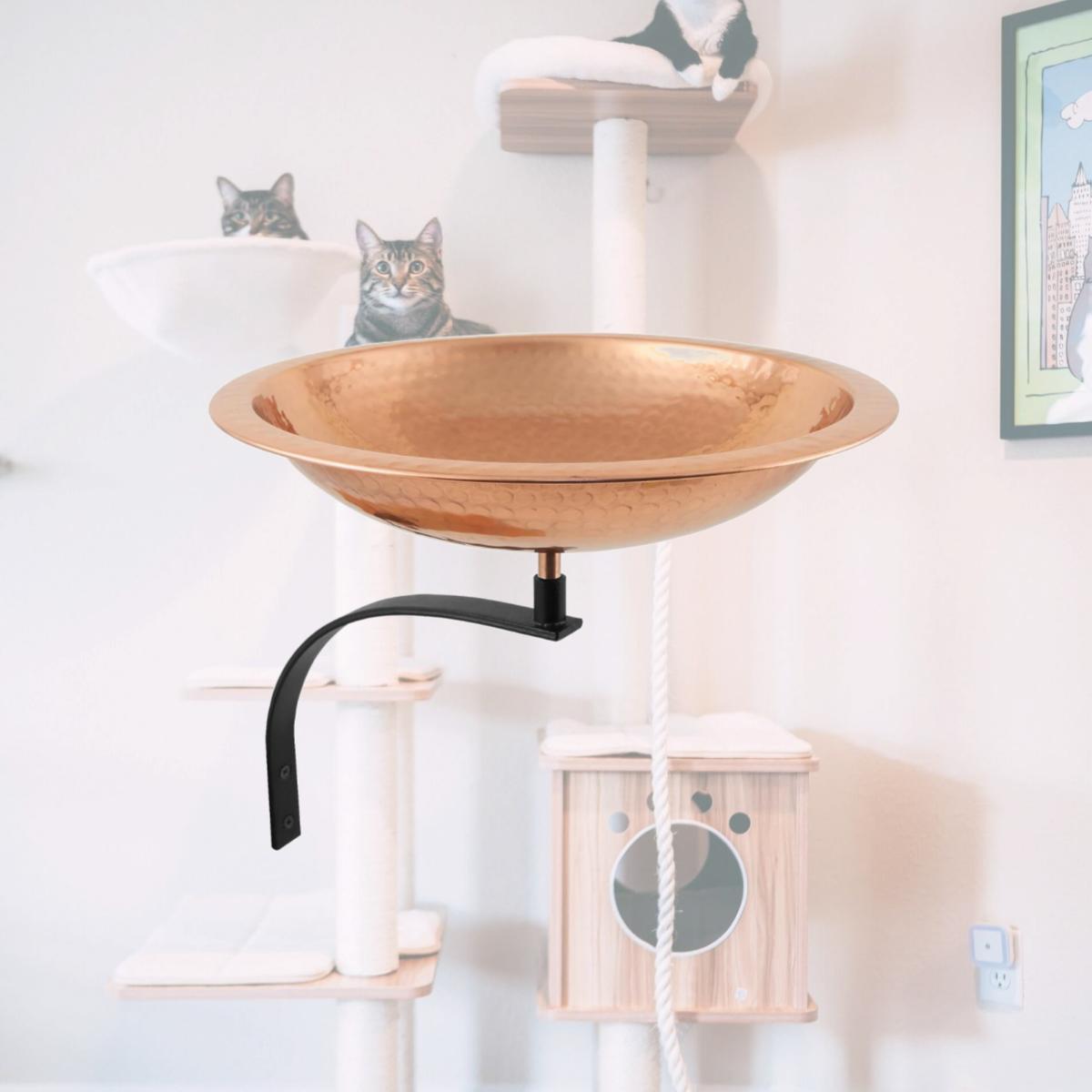Picture of Achla BBHC-01T-OR Hammered Birdbath with Over Rail Bracket&#44; Copper & Black