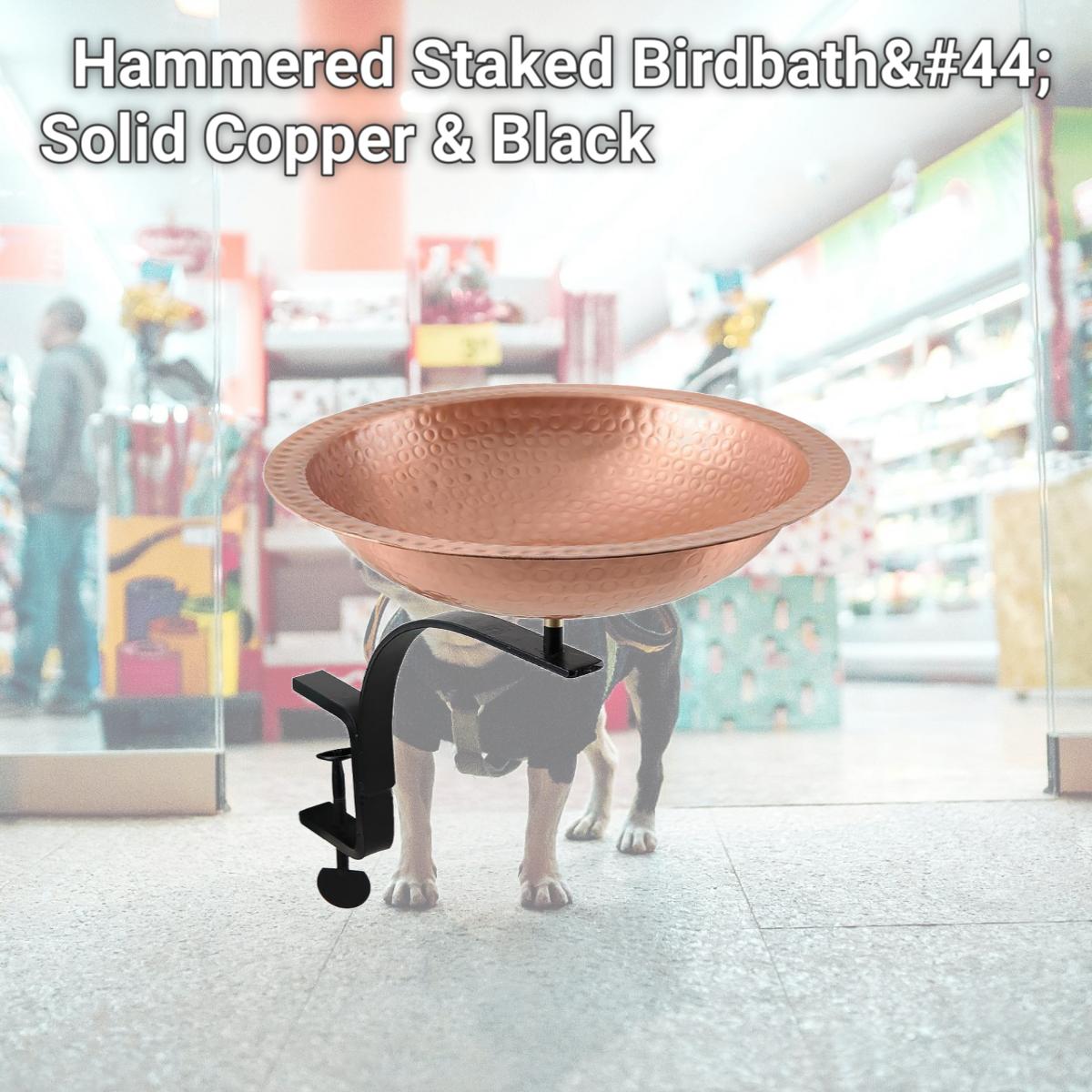 Picture of Achla BBHC-02T-S Hammered Staked Birdbath&#44; Solid Copper & Black
