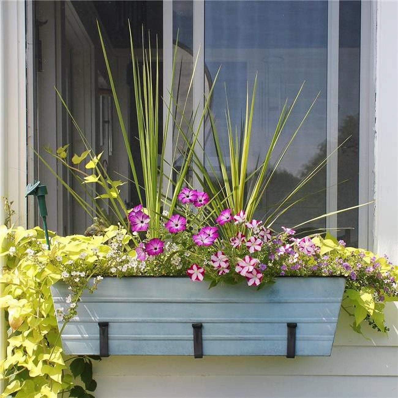 Flower Box with Wall Brackets, Blue - Large