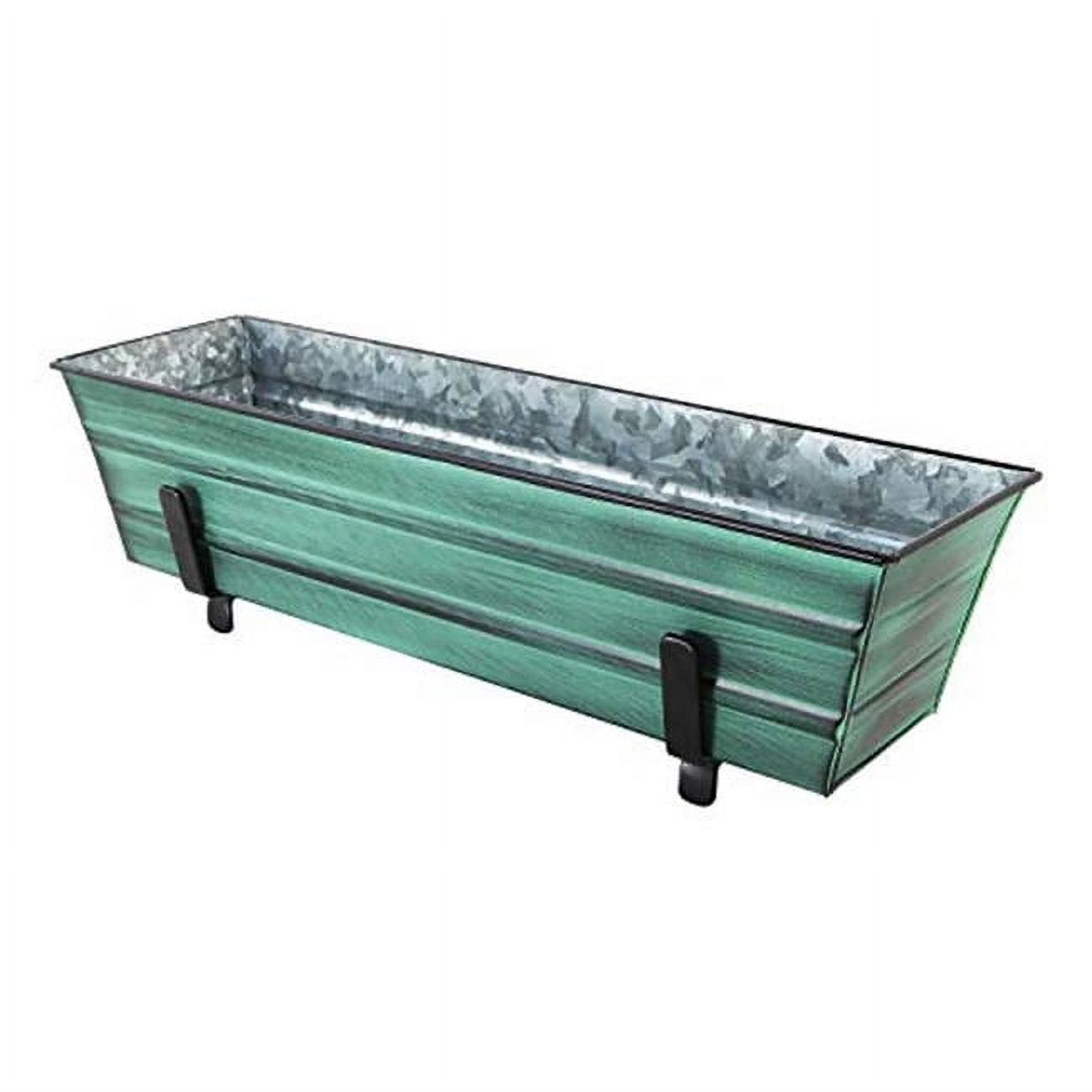 2 x 4 Railings Flower Box with Brackets, Green - Small