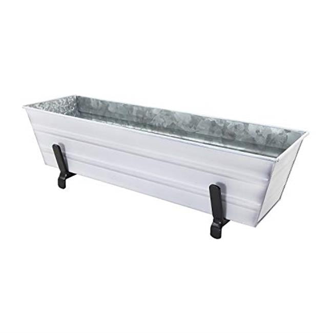 2 x 6 Railings Flower Box with Brackets, White - Small