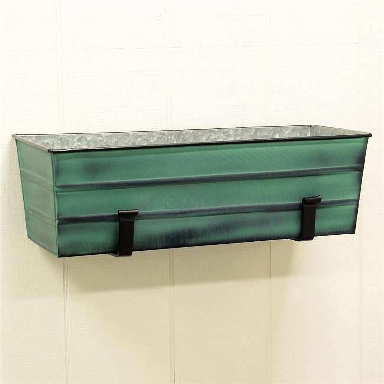 2 x 6 Railings Flower Box with Brackets, Green - Medium