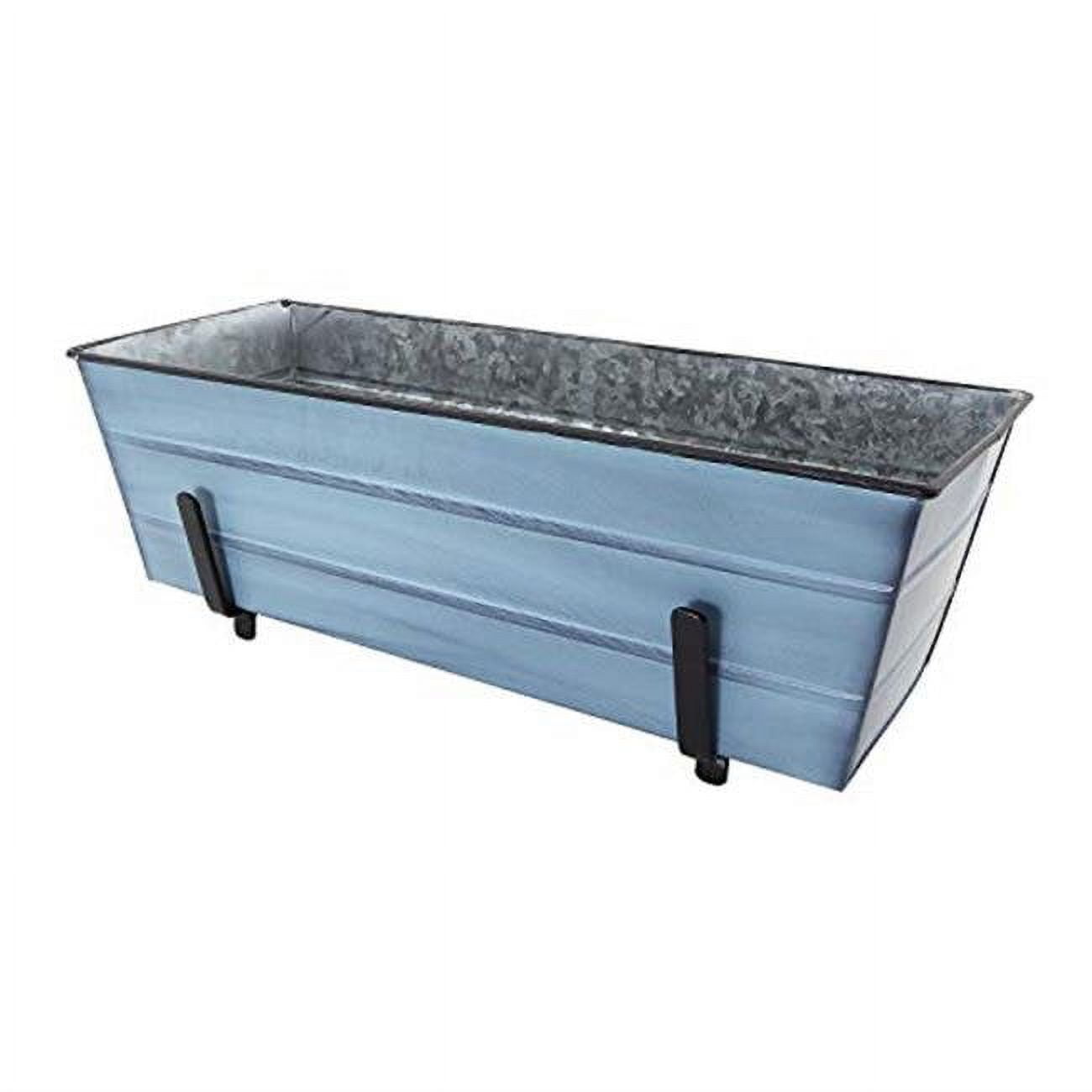 2 x 6 Railings Flower Box with Brackets, Blue - Medium