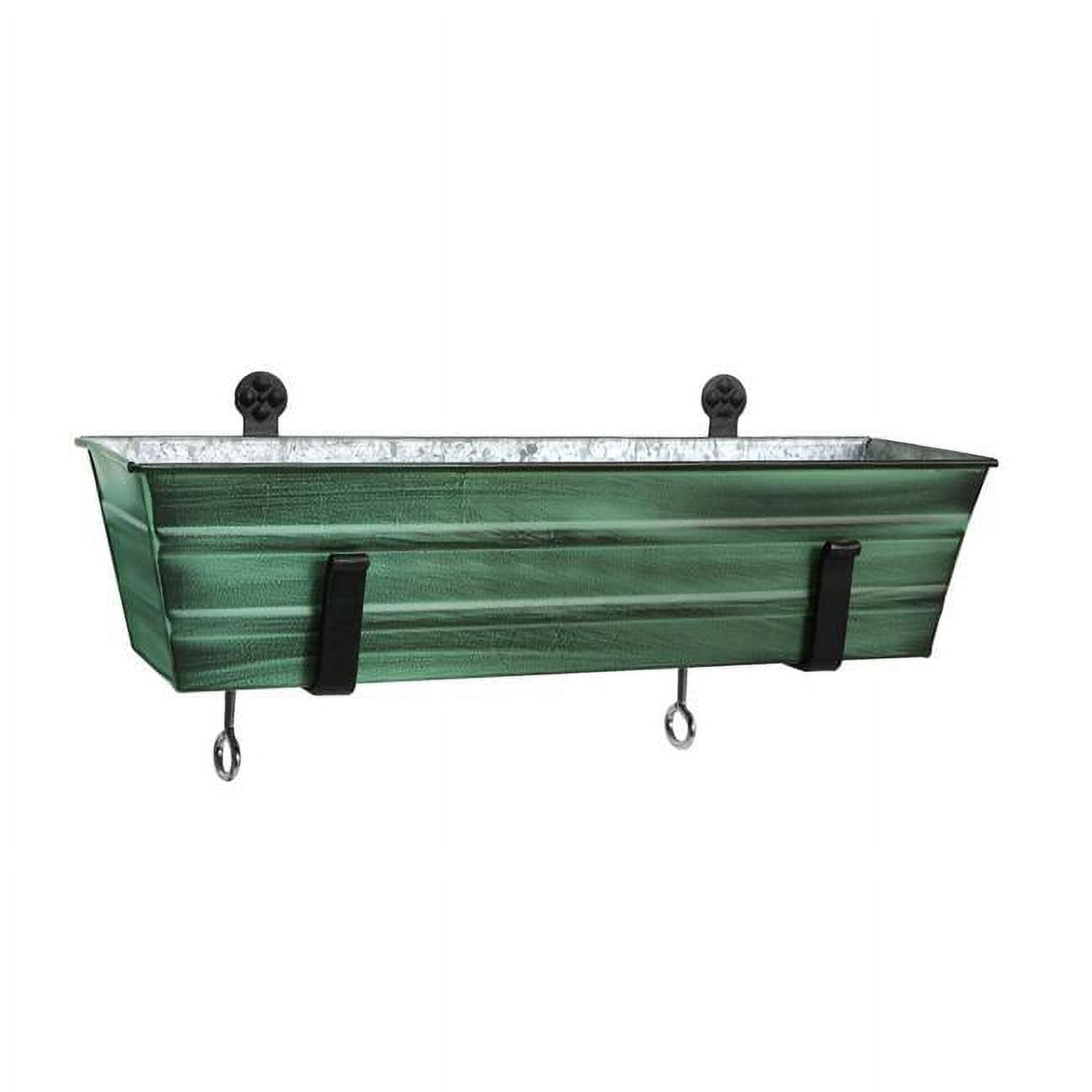 Flower Box with Clamp-On Brackets, Green - Small