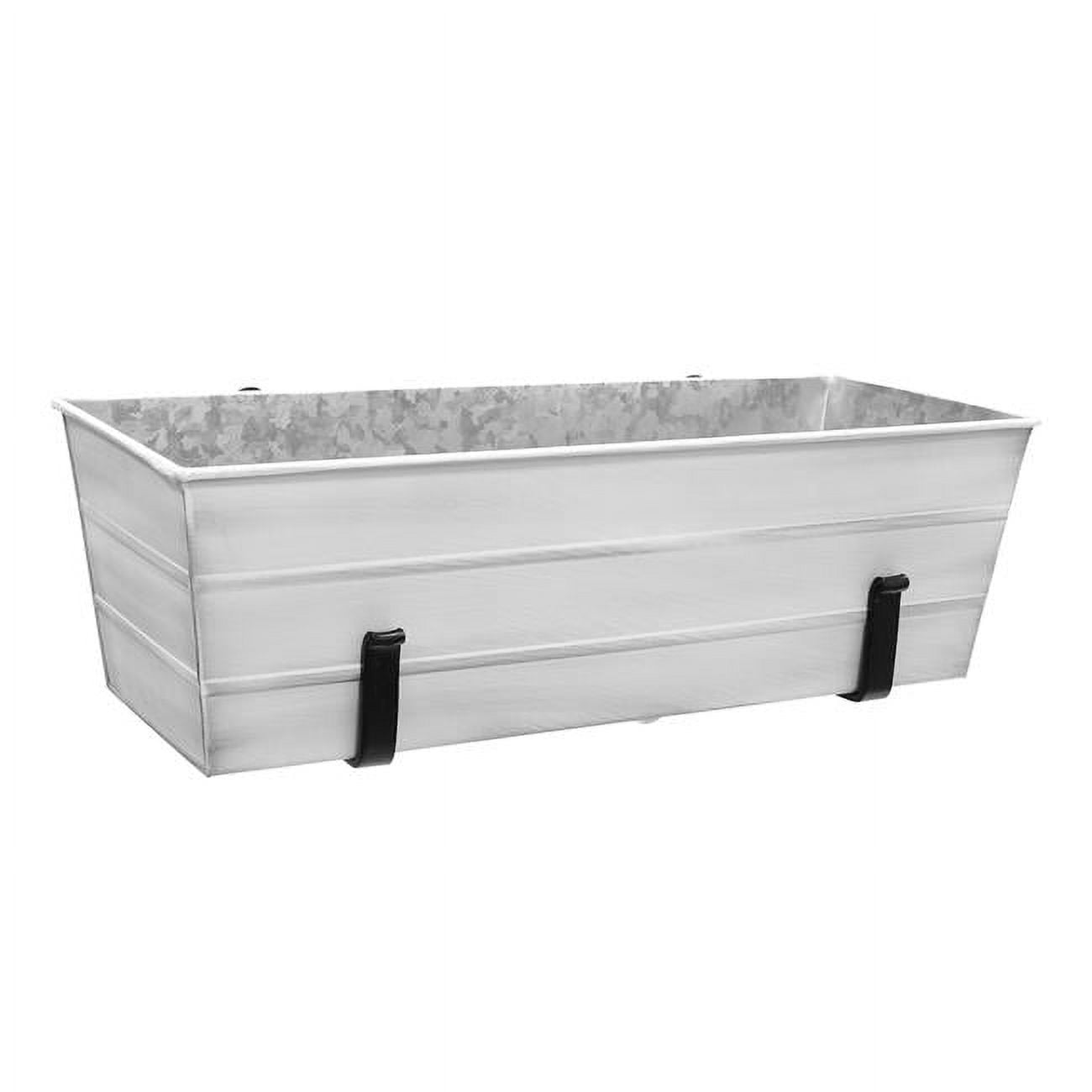 Flower Box with Clamp-On Brackets, White - Medium