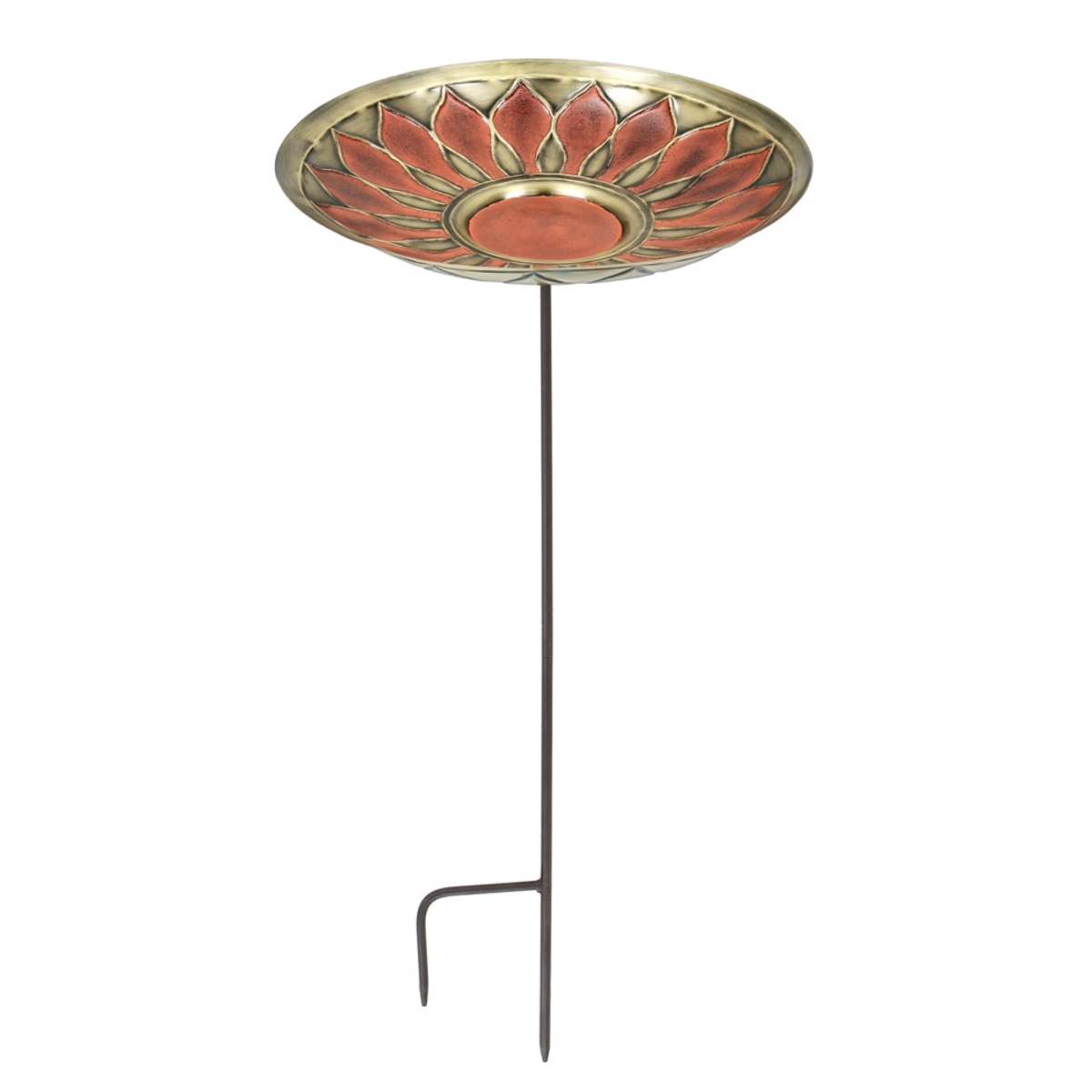 Picture of Achla BB-09R-S Red African Daisy Birdbath - Stake&#44; Brass - Antique & Patina Finish