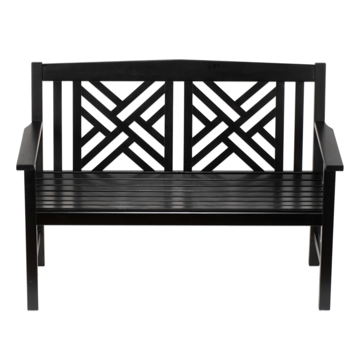 Achla OFB-10B-P Black Fretwork Bench, Eucalyptus Wood - Painted Finish