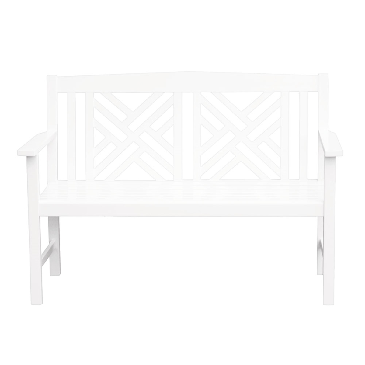 Achla OFB-10W-P White Fretwork Bench, Eucalyptus Wood - Painted Finish
