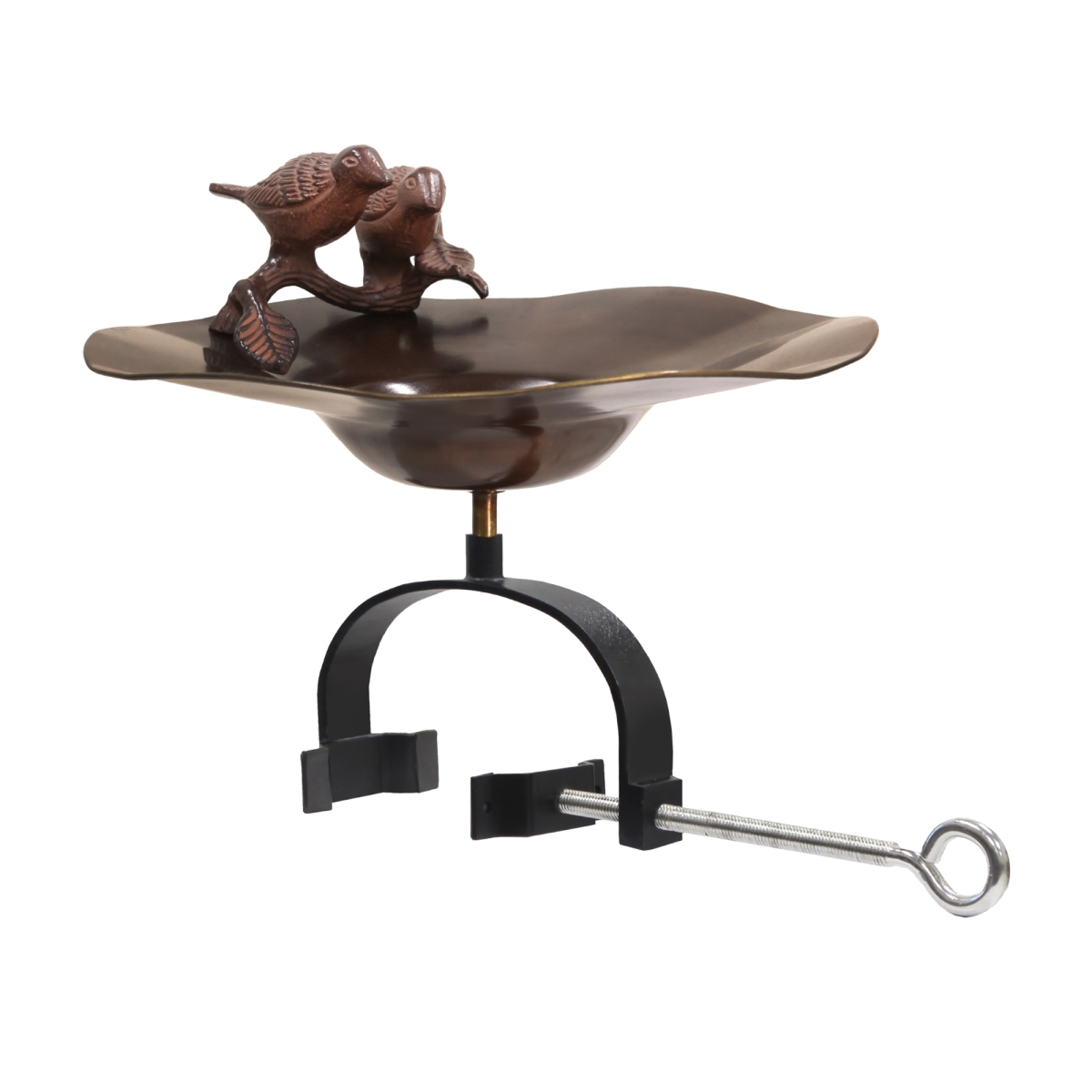 Picture of Achla BB-02AB-OR2 Antique Birdbath with Birds - Over Rail Bracket